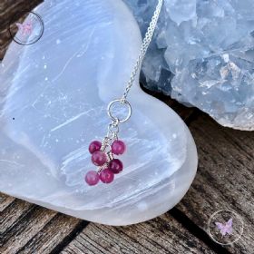 Pink Tourmaline Cluster October Birthstone Necklace